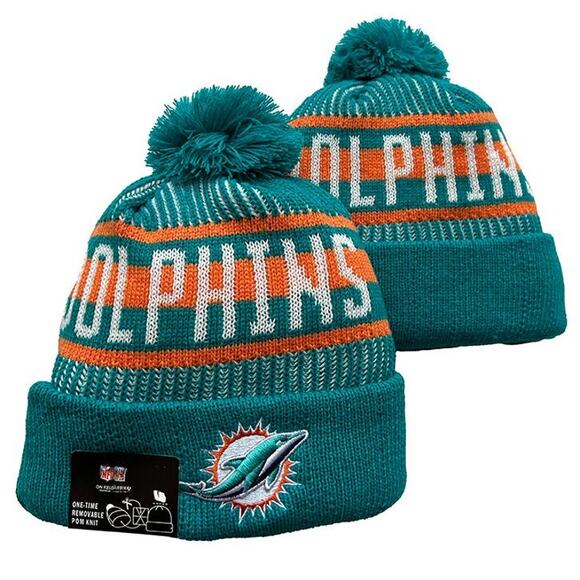 NWT Miami Dolphins Sports Knit Pom Beanie Fleece‎ Lining OSFA Unisex - Picture 1 of 5